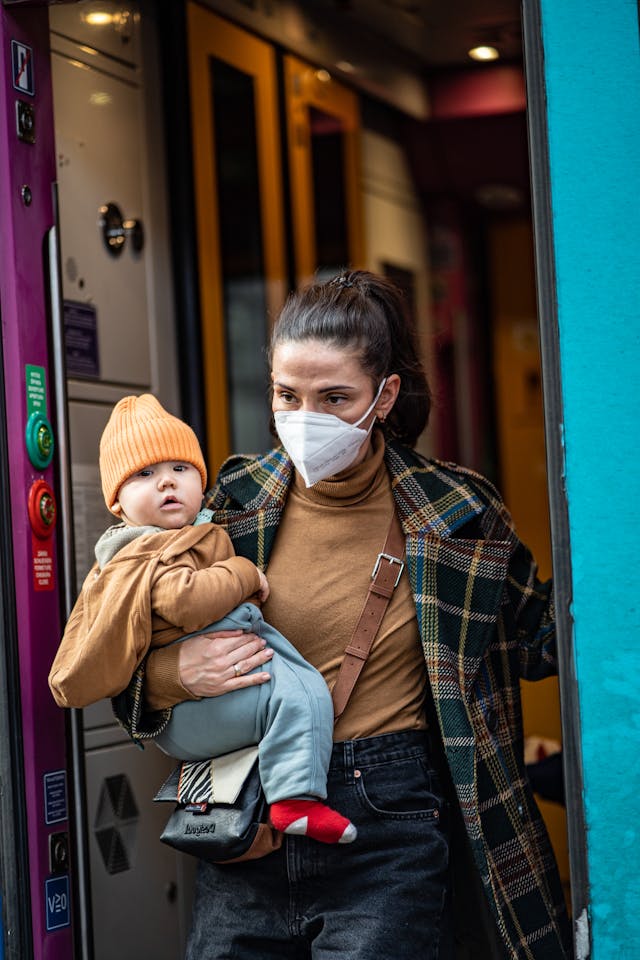 a mom wearing a nose mask