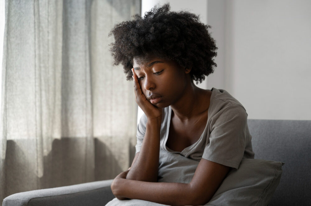 a lady looking tired